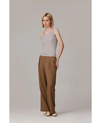 Jennie Liu Women's Scoop Neck Tank Top | 75% Merino Wool 25% Silk Ultra-Soft Layering Essential Natrual Moisture Wicking Sweater