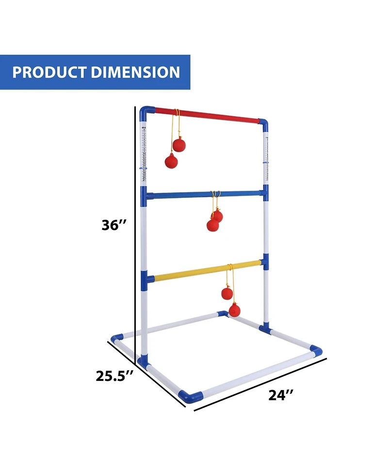 Premium Solid Plastic Ladder Ball Toss Game Set with Ladder Ball Bolas & Carrying Case