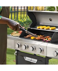 Mondawe 4 Burner 51,000 Btu Stainless Steel Barbecue Gas Grill with Side Burner and Cover