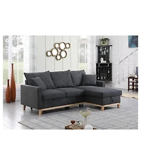 Homlux 84.25"W Dark Gray Woven Reversible Sleeper Sectional Sofa with Storage Chaise