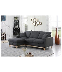 Homlux 84.25"W Dark Gray Woven Reversible Sleeper Sectional Sofa with Storage Chaise