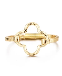 Adornia Gold Plated Hammered Clover Open Cuff Bracelet