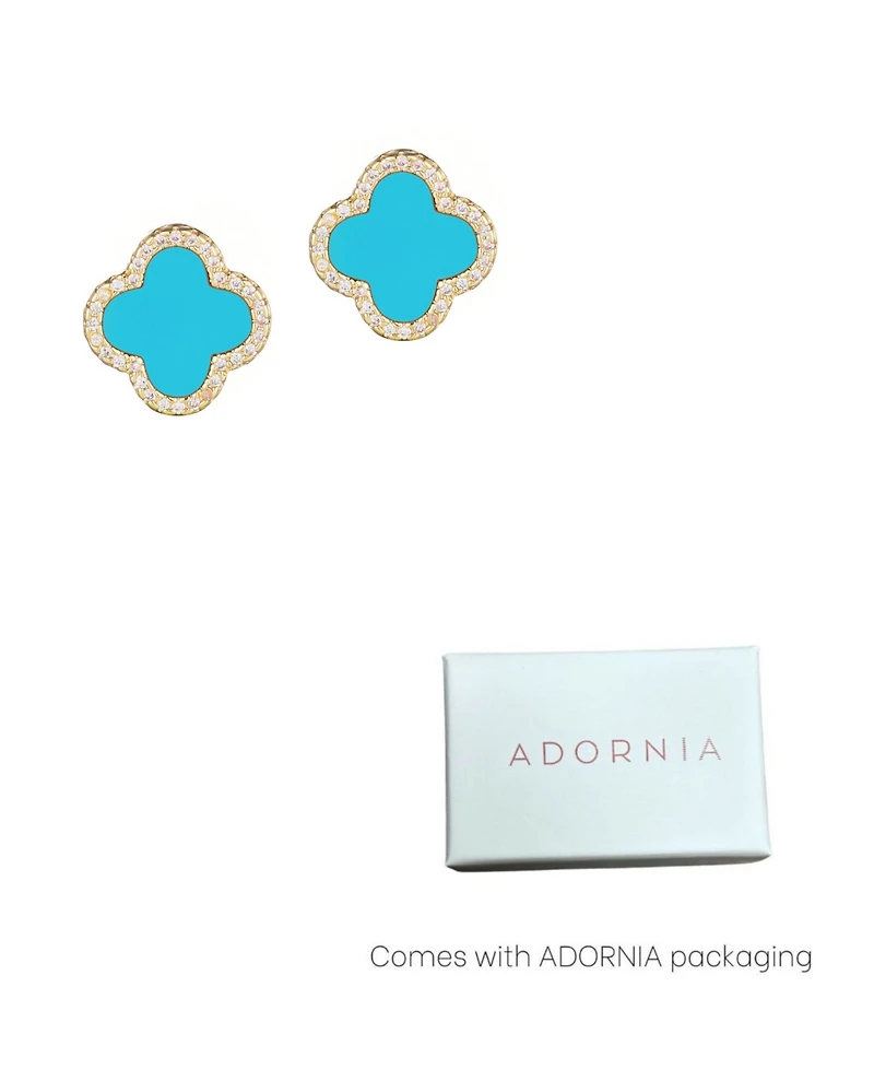 Adornia Cubic Zirconia Halo Clover Stud Earrings