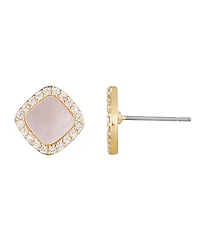 Adornia Gold Cushion-Shaped Mother of Pearl Halo Stud Earrings