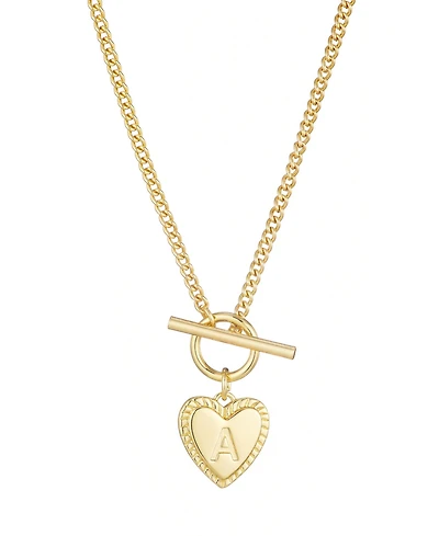 Adornia Gold Heart Initial Toggle Necklace