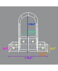 Streamdale Furniture Cream White Metal Garden Arch with Gate
