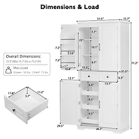 Casainc 71" Kitchen Pantry Cabinet with Pull-Out Organizers, 6 Door Shelves & Drawers