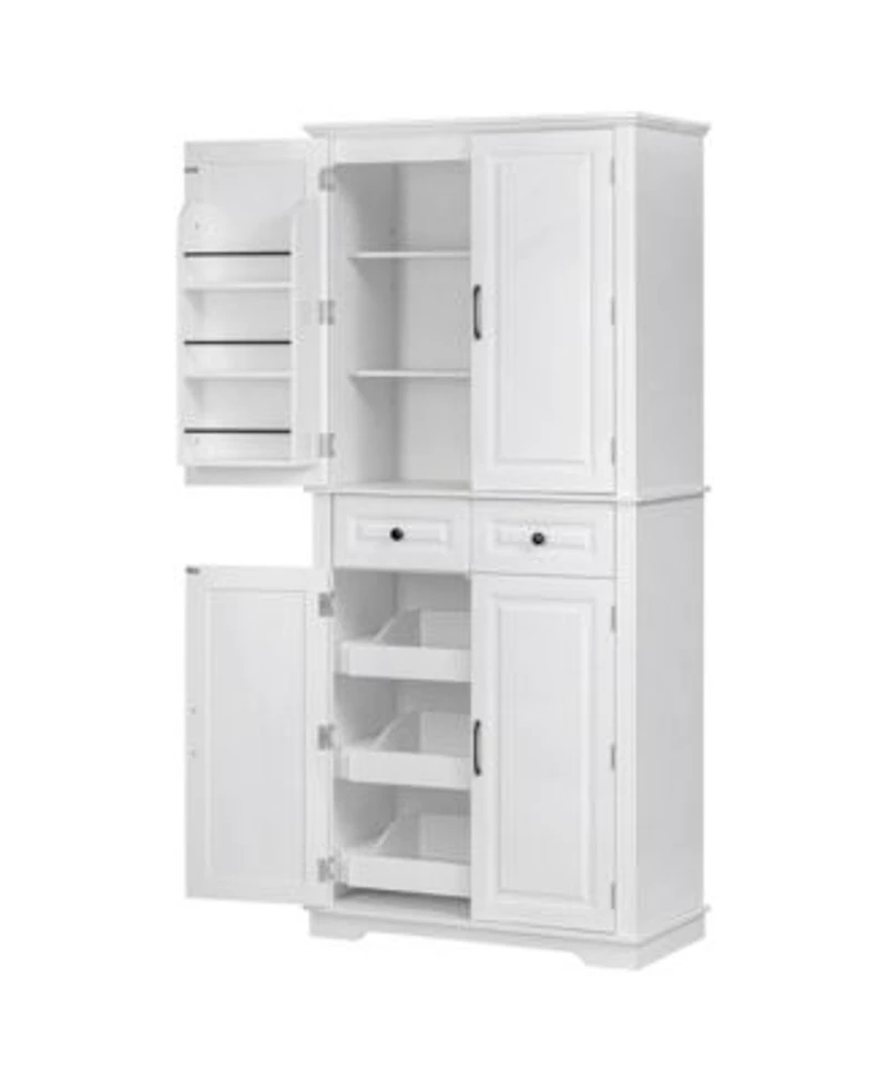 Casainc 71 X22 Kitchen Pantry Cabinet With Pull Out Organizers 6 Door Shelves Drawers