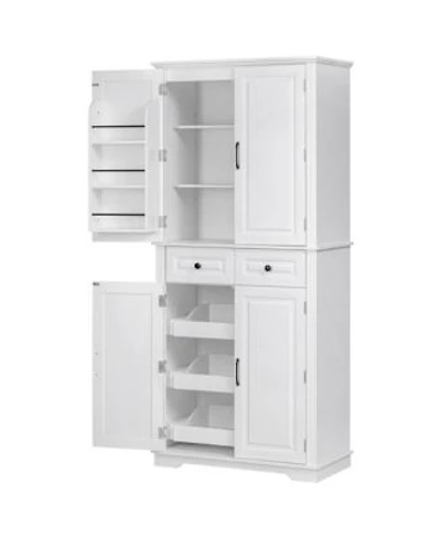 Casainc 71 X22 Kitchen Pantry Cabinet With Pull Out Organizers 6 Door Shelves Drawers