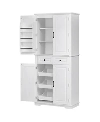 Casainc 71 X22 Kitchen Pantry Cabinet With Pull Out Organizers 6 Door Shelves Drawers