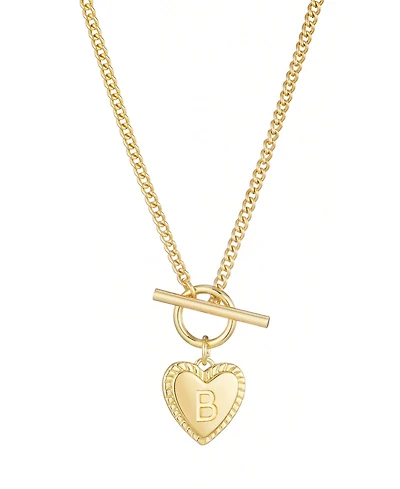 Adornia Gold Heart Initial Toggle Necklace