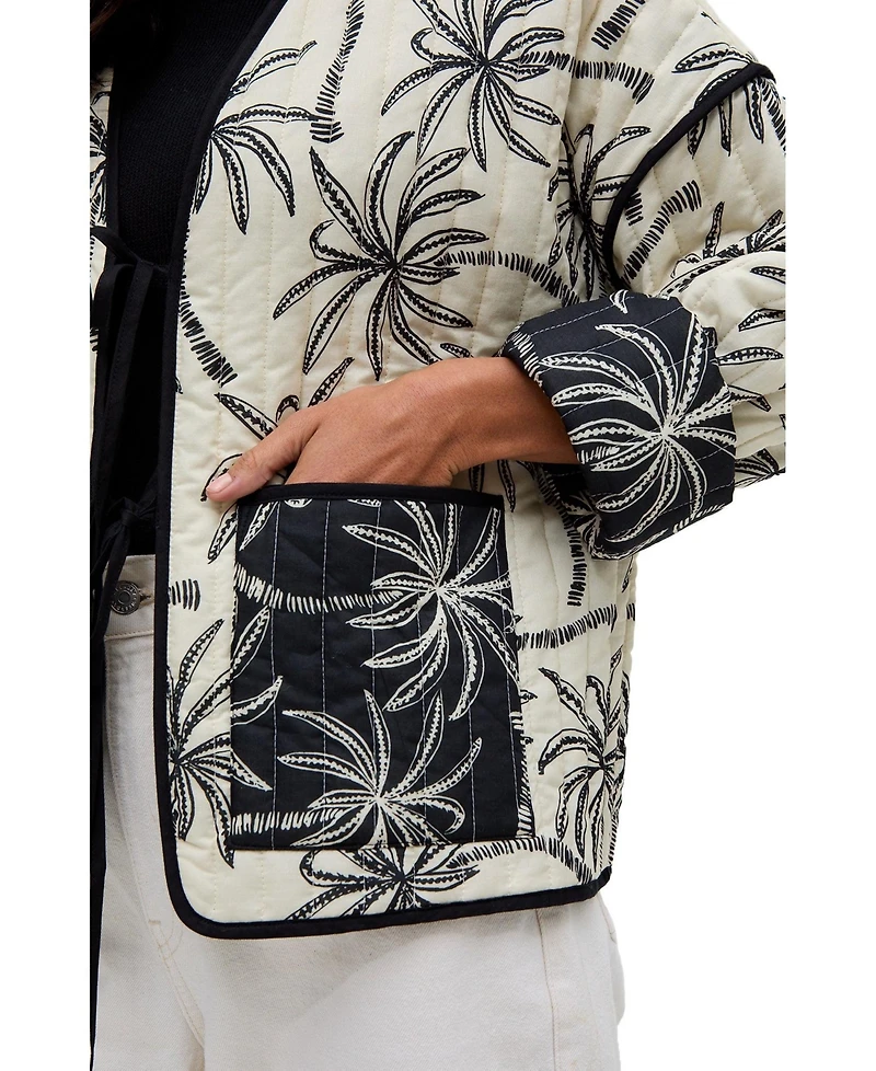 Raffya Women's Felicity Palm Print Reversible Jacket
