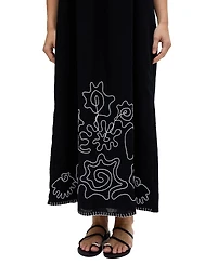 Raffya Women's Candy Tabard Embroidered Hem Midi Dress