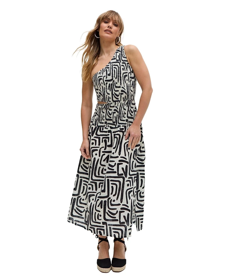 Raffya Women's Jazz Jersey One Shoulder Warhol Print Midi Dress