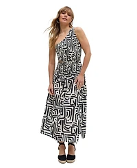 Raffya Women's Jazz Jersey One Shoulder Warhol Print Midi Dress