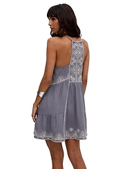 Raffya Women's Jen Tiered All Over Embroidered Mini Dress