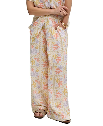 Raffya Women's Matisse Wide Leg Patchwork Floral Print Trouser