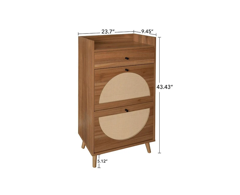 Casainc Rattan 2 Door Shoe Cabinet with 1 Drawer