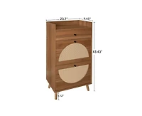 Casainc Rattan 2 Door Shoe Cabinet with 1 Drawer