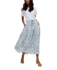 Raffya Women's Bonnie Shirred Waist Warhol Print Midi Skirt