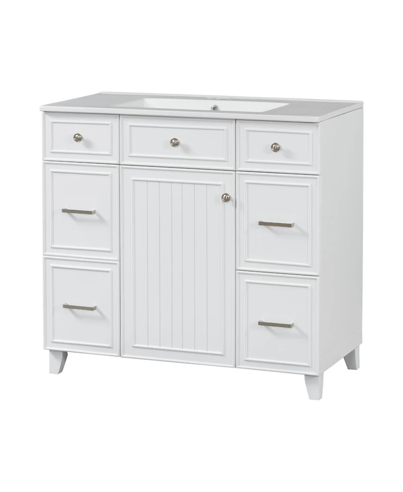 Streamdale Furniture 36" Bathroom Vanity w/ Ceramic Sink & Hairdryer Drawer