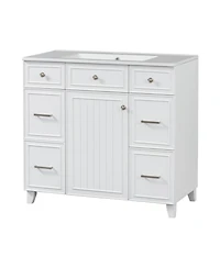 Streamdale Furniture 36" Bathroom Vanity w/ Ceramic Sink & Hairdryer Drawer