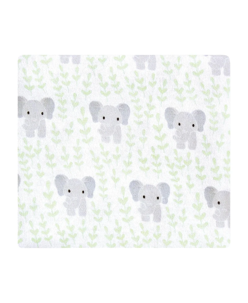 Hudson Baby Cotton Flannel Receiving Blankets 4pk, Leafy Elephant, One Size