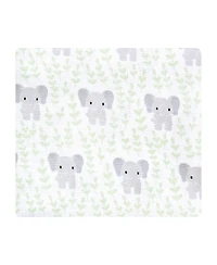 Hudson Baby Cotton Flannel Receiving Blankets 4pk, Leafy Elephant, One Size