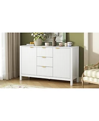 Streamdale Furniture Wave Design Sideboard - Adjustable Shelves Drawers Soft-Close Doors