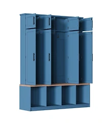 Streamdale Furniture Farmhouse Hall Tree Bench with Hidden Hooks & Shoe Cabinet