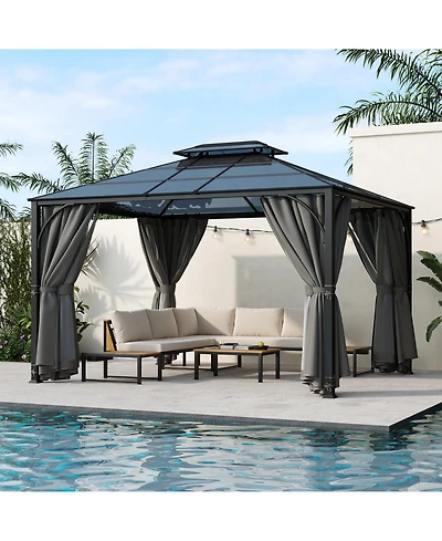 Streamdale Furniture 10'x12' Hardtop Gazebo with Netting & Curtains