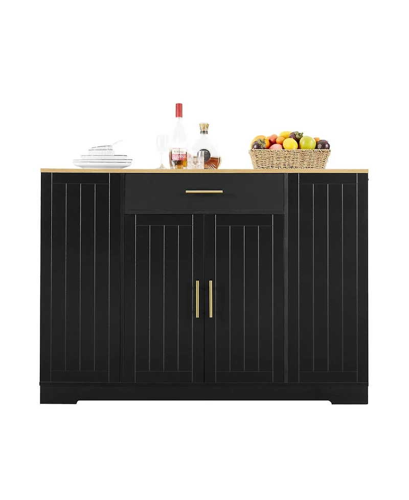 Streamdale Furniture Kitchen Island w/ Drawers & Trash Storage - Black