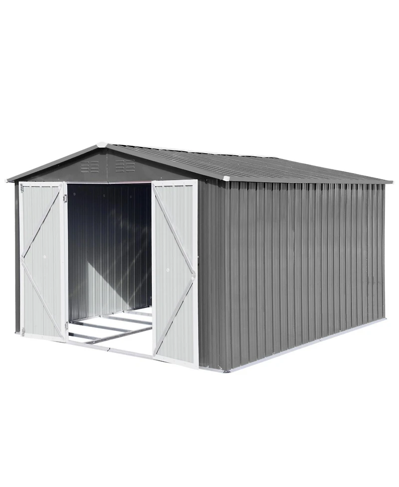 Streamdale Furniture Metal outdoor storage sheds 10ftx12ft Grey