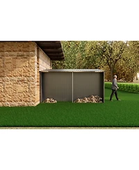 Streamdale Furniture Outdoor Metal & Firewood Shed 13x11 Grey