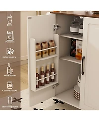 Streamdale Furniture White Kitchen Island Cart with Foldable Tabletop & Storage