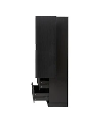 Streamdale Furniture 72" Fluted Pantry Cabinet with Drawers & Spice Rack - Black