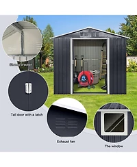 Streamdale Furniture Metal garden sheds 7ftx4.3ft outdoor storage sheds Coal Grey with window