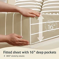 4PC Striped Silky Soft Cooling Deep Pocket Performance Sheet Set