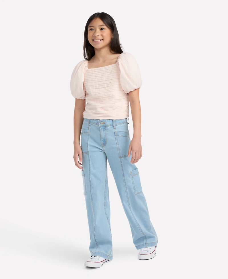 abercrombie kids Girls High Rise Wide Leg Utility Jeans