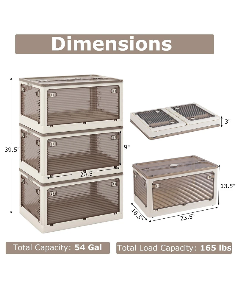 Volenca 3-Pack Stackable Storage Bins with Lids with 5 Opening Ways