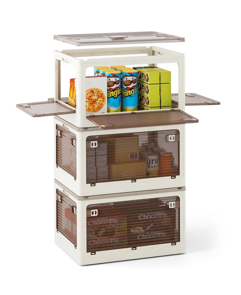 3-Pack Stackable Storage Bins with Lids with 5 Opening Ways