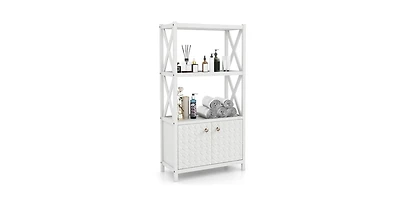 Volenca Bathroom Storage Cabinet with Open Shelves and Double Doors