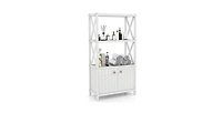Volenca Bathroom Storage Cabinet with Open Shelves and Double Doors