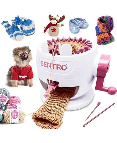 Sentro 22-Needle Pink Knitting Machine | Easy Diy Scarves & Hats | Fast Beginner & Kid-Friendly Craft Kit