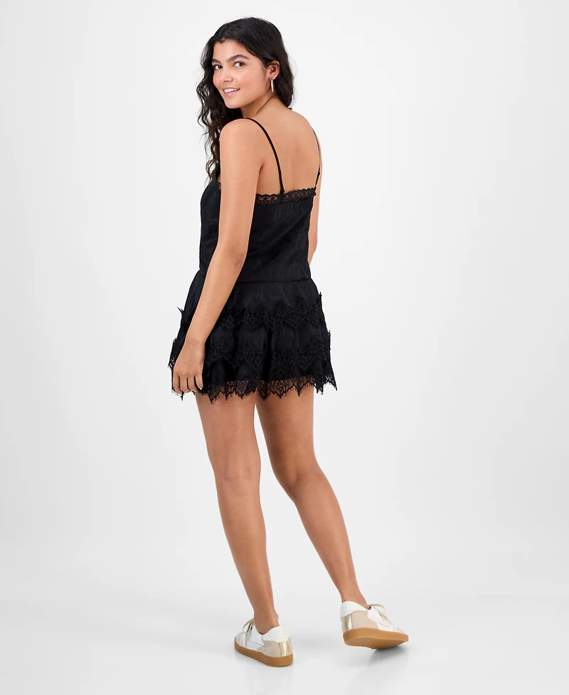 And Now This Women's Square-Neck Lace-Tiered Mini Dress, Macy's Exclusive