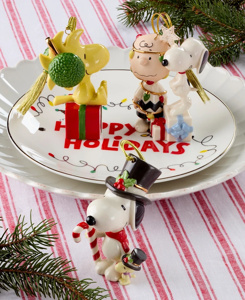 Lenox 2025 Candy Cane Snoopy & Woodstock Ornament