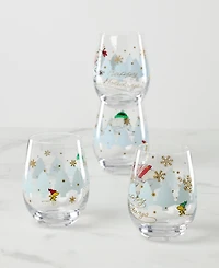Lenox Snoopy Skating Christmas Tumblers, Set of 4