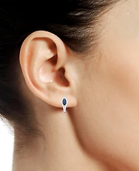 Gemstone (5/8 ct. t.w.) & Diamond (1/4 Hoop Earrings 14k Gold