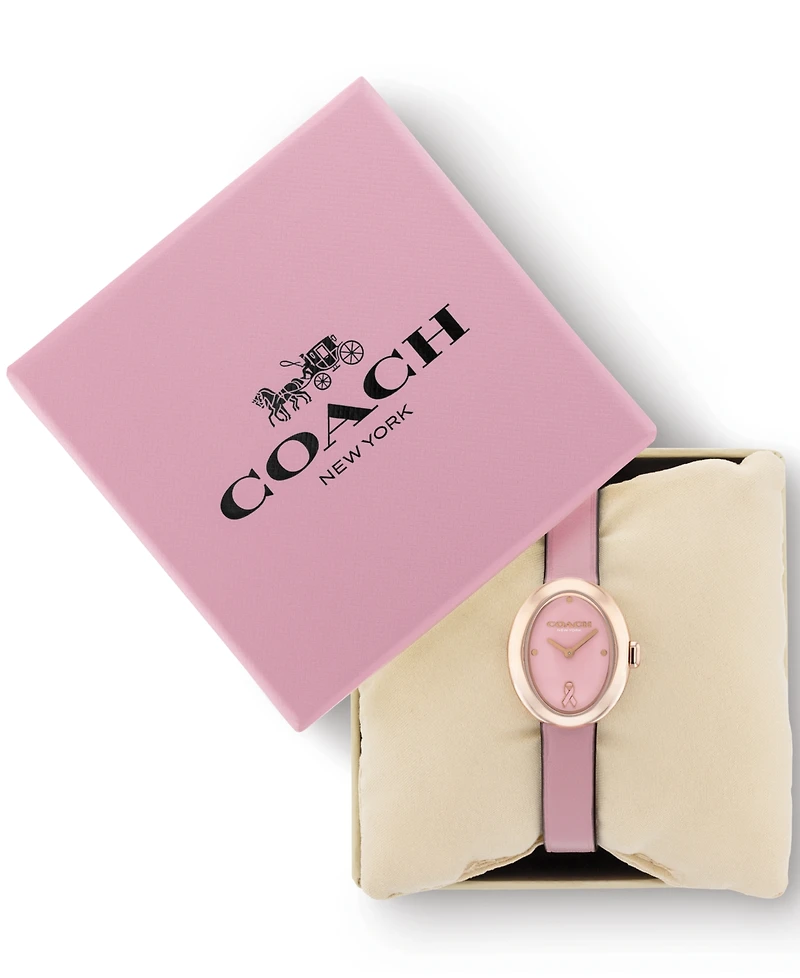 Coach Women's Sammy Pink Leather Strap Breast Cancer Awareness Watch, 22.5mm