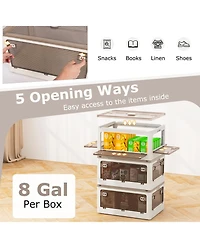 3-Pack Stackable Storage Bins with Lids with 5 Opening Ways